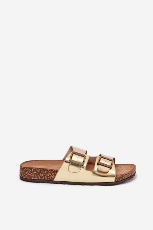 Dames Slippers met platform met gespen gouden kleur Vesina Dames Slippers met platform met gespen gouden kleur Vesina