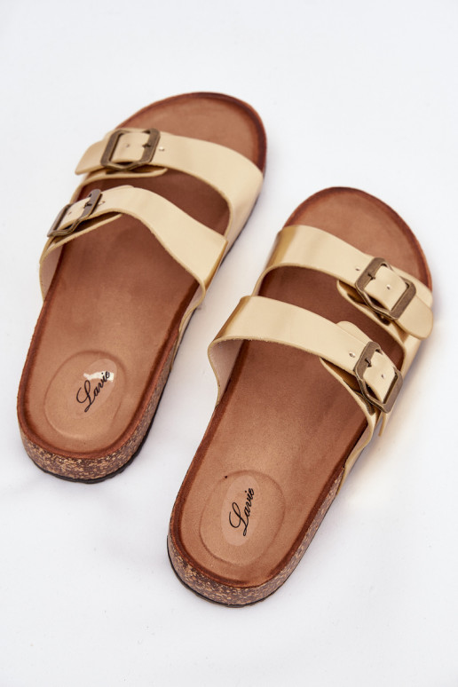Dames Slippers met platform met gespen gouden kleur Vesina Dames Slippers met platform met gespen gouden kleur Vesina