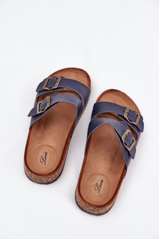 Féminin Chaussons avec une plateforme avec boucles bleu foncé Vesina Féminin Chaussons avec une plateforme avec boucles bleu foncé Vesina