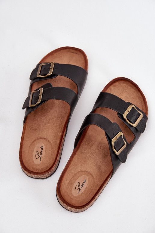 Féminin Chaussons avec une plateforme avec boucles couleur noire Vesina Féminin Chaussons avec une plateforme avec boucles couleur noire Vesina