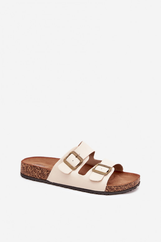 Dames Slippers met platform met gespen beige Vesina Dames Slippers met platform met gespen beige Vesina