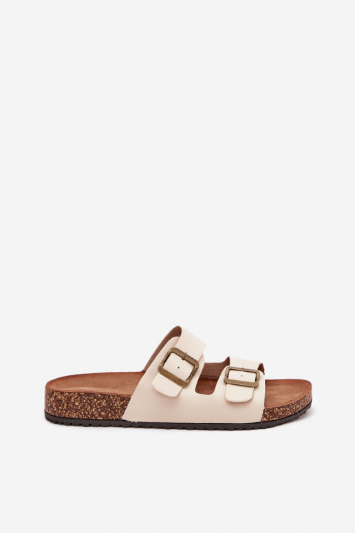 Dames Slippers met platform met gespen beige Vesina Dames Slippers met platform met gespen beige Vesina
