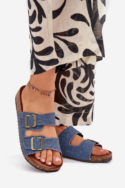 Dames Slippers met platform met gespen Donker Jeans Vesina Dames Slippers met platform met gespen Donker Jeans Vesina