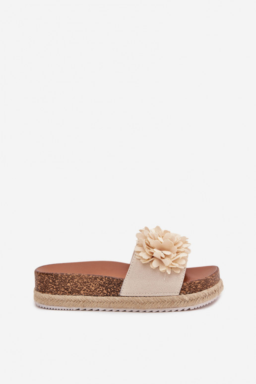 Pantoufles pour femmes avec une plateforme Avec des décorationsi avec des motifs florauxkami beige Tessara Pantoufles pour femmes avec une plateforme Avec des décorationsi avec des motifs florauxkami beige Tessara