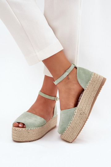 Sandalen Espadrilles mit einer Plattform Mit Zopf Mintfarbe Selise