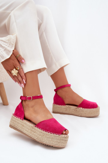 des sandales Espadrilles avec une plateforme Avec tresse couleur rose Selise