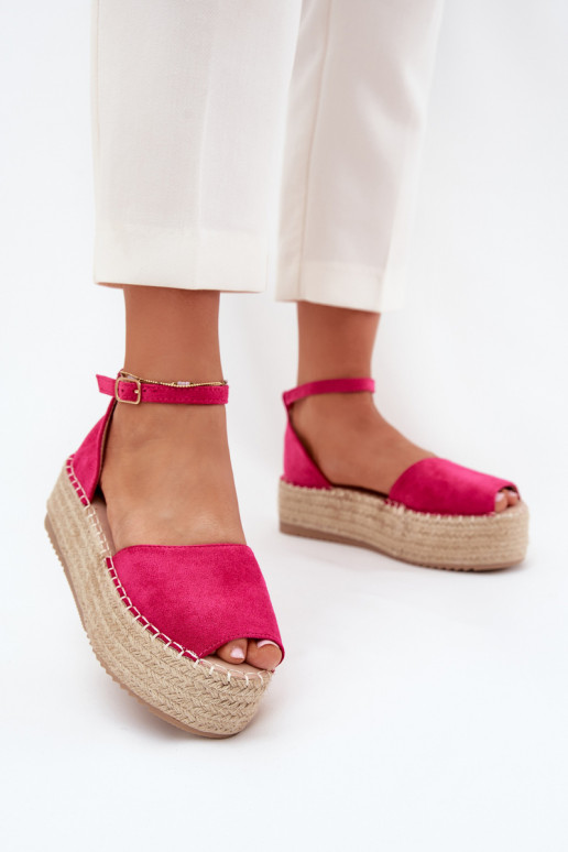 Sandalen Espadrilles mit einer Plattform Mit Zopf pinke Farbe Selise Sandalen Espadrilles mit einer Plattform Mit Zopf pinke Farbe Selise