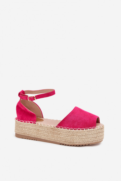 Sandalen Espadrilles mit einer Plattform Mit Zopf pinke Farbe Selise Sandalen Espadrilles mit einer Plattform Mit Zopf pinke Farbe Selise