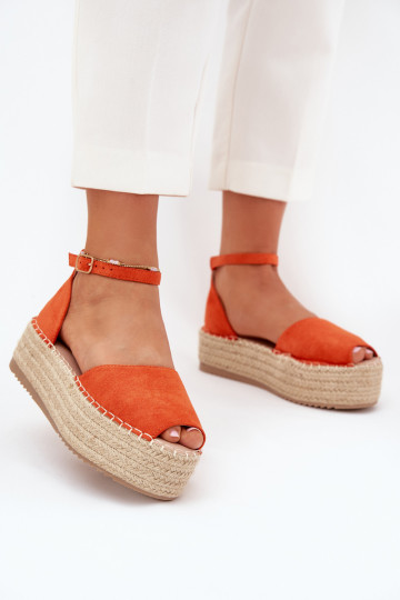 des sandales Espadrilles avec une plateforme Avec tresse couleur orange Selise