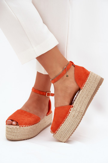 des sandales Espadrilles avec une plateforme Avec tresse couleur orange Selise 2