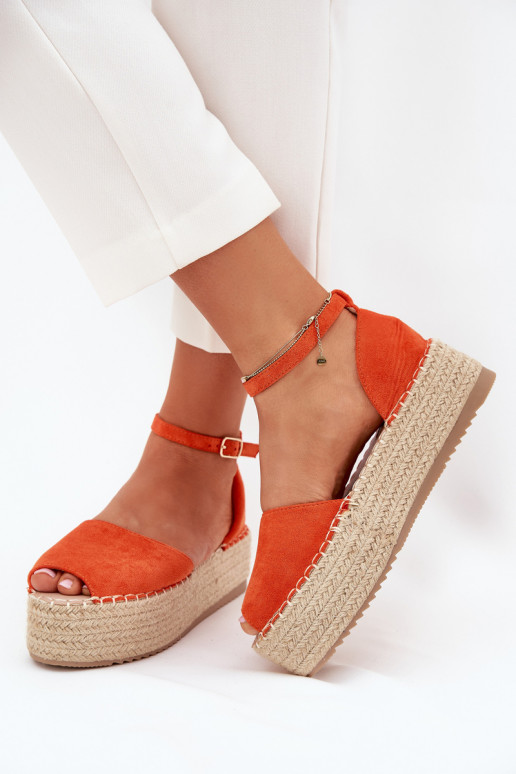 Sandalen Espadrilles mit einer Plattform Mit Zopf orange Farbe Selise Sandalen Espadrilles mit einer Plattform Mit Zopf orange Farbe Selise