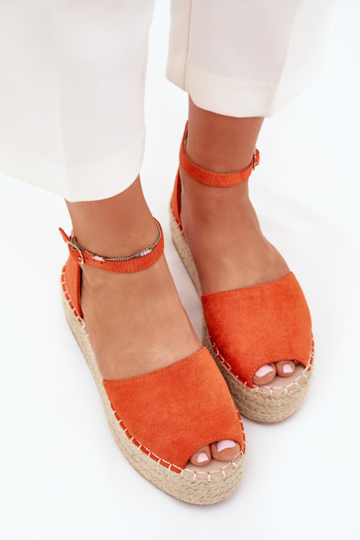 Sandalen Espadrilles mit einer Plattform Mit Zopf orange Farbe Selise Sandalen Espadrilles mit einer Plattform Mit Zopf orange Farbe Selise
