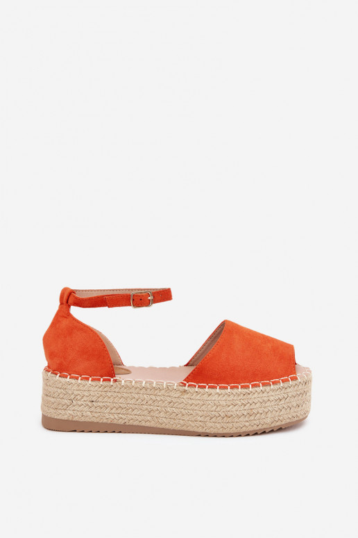 Sandalen Espadrilles mit einer Plattform Mit Zopf orange Farbe Selise Sandalen Espadrilles mit einer Plattform Mit Zopf orange Farbe Selise