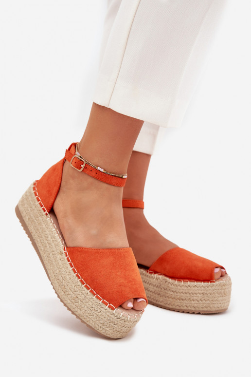 Sandalen Espadrilles mit einer Plattform Mit Zopf orange Farbe Selise Sandalen Espadrilles mit einer Plattform Mit Zopf orange Farbe Selise