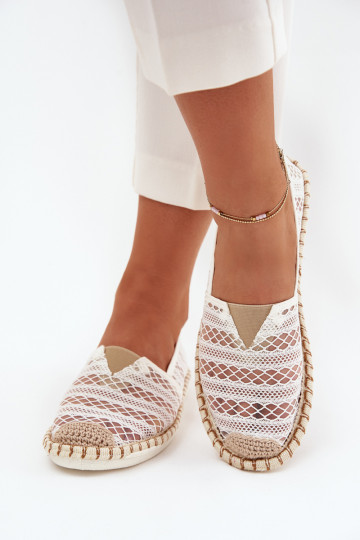 Dames witte gehaakte espadrilles met gaas Faylira