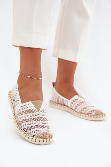 Espadrilles blanches en dentelle avec filet Faylira 2