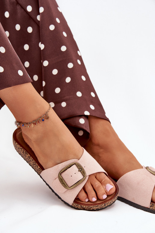 Damespantoffels met gespen met platform roze Zavira Damespantoffels met gespen met platform roze Zavira