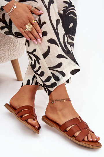 Chaussons marron pour femmes avec talons larges Mirona