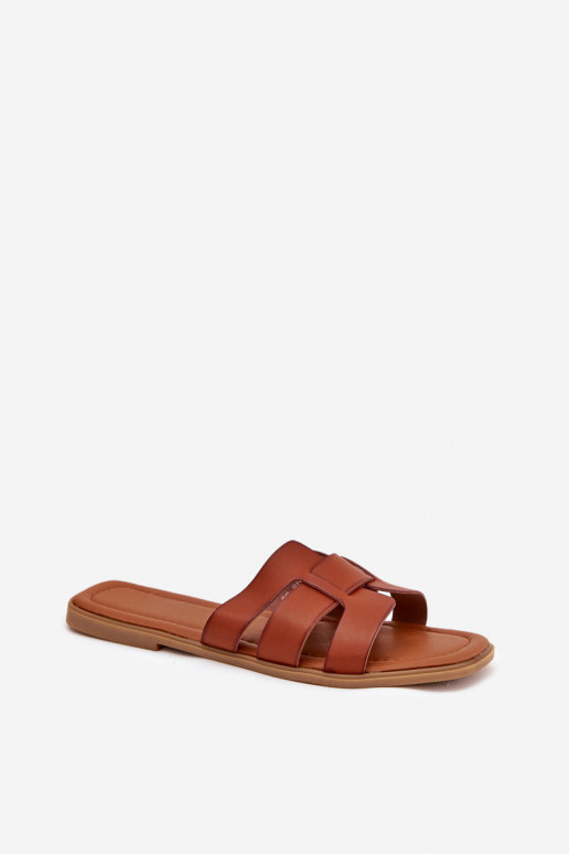 Pantoufles pour femmes avec des talons larges marron Mirona Pantoufles pour femmes avec des talons larges marron Mirona