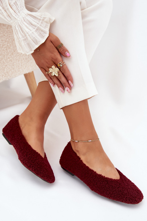 Ballerinas Dames met bont Typu Baranek bordeaux Zimira