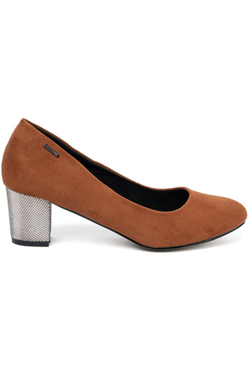 braune Farbe High Heels z ozdobnym Silberm obcasem 2