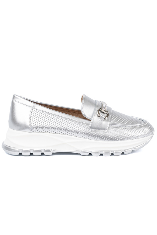 couleur argent mocassins z dekoracyjnym dorém elementem couleur argent mocassins z dekoracyjnym dorém elementem