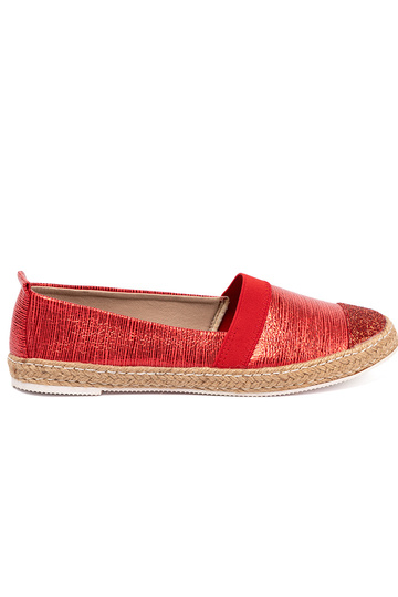 rote Farbe Espadrilles z błyszczącą nitką 2