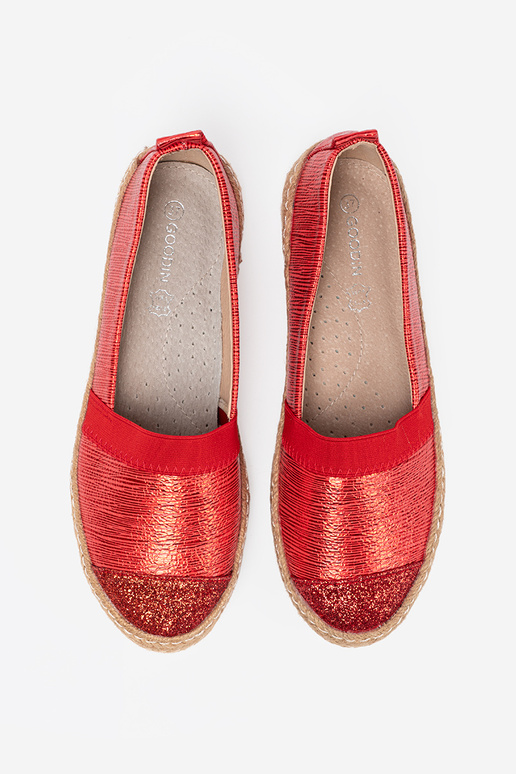 couleur rouge espadrilles z błyszczącą nitką