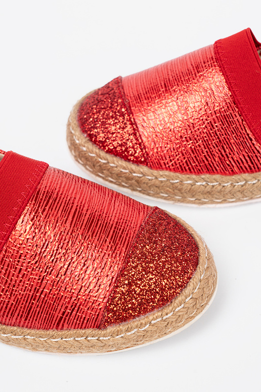 couleur rouge espadrilles z błyszczącą nitką