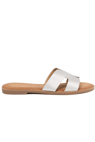 zilvere kleur slippers dames z Inycięciami 2