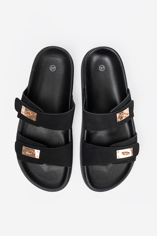 Slippers met platform ze goudenmi detalami Slippers met platform ze goudenmi detalami