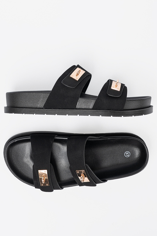 Slippers met platform ze goudenmi detalami Slippers met platform ze goudenmi detalami