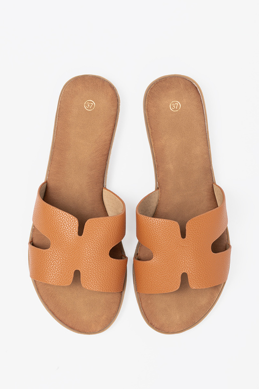 karamel kleuren slippers dames z Inycięciami karamel kleuren slippers dames z Inycięciami