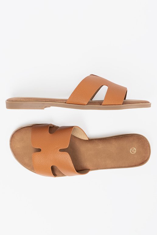 karamel kleuren slippers dames z Inycięciami karamel kleuren slippers dames z Inycięciami