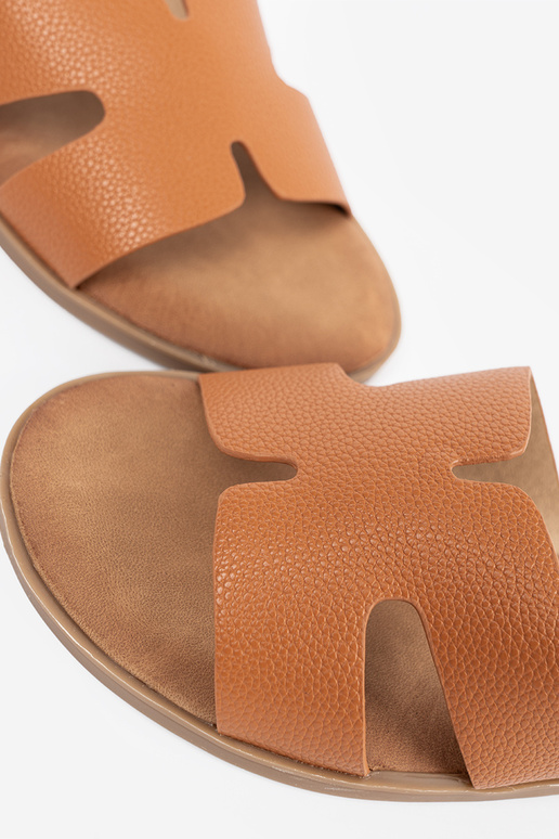 karamel kleuren slippers dames z Inycięciami karamel kleuren slippers dames z Inycięciami