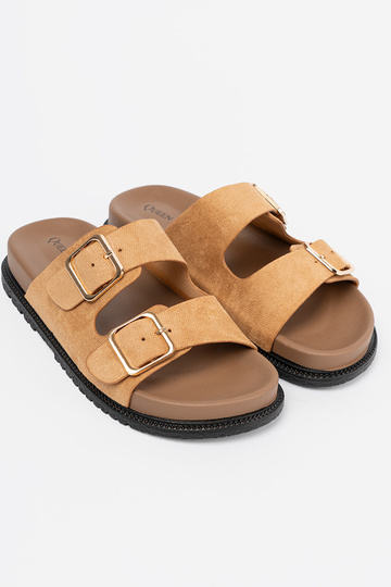 karamel kleuren slippers dames ze goudenmi klamrami