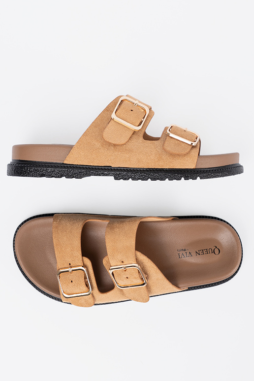 karamel kleuren slippers dames ze goudenmi klamrami