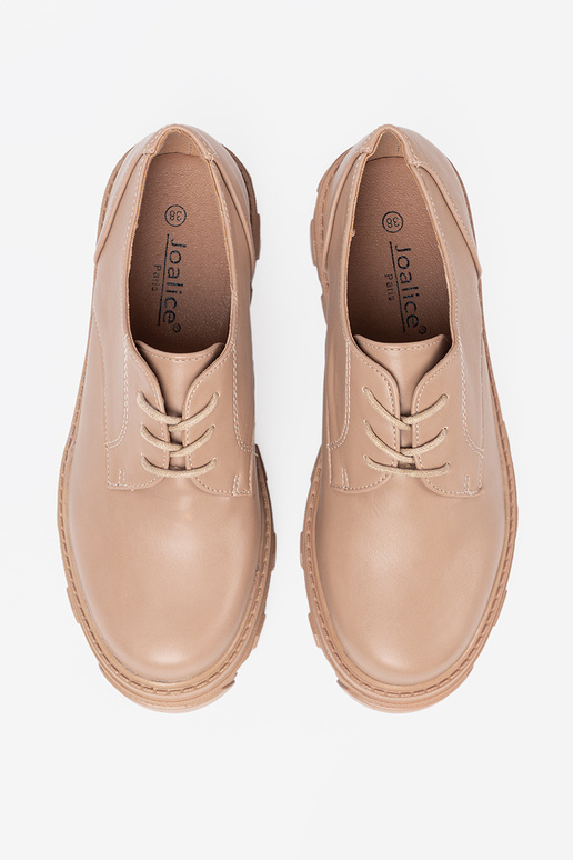 beige attaché demi-chaussures avec une plateforme