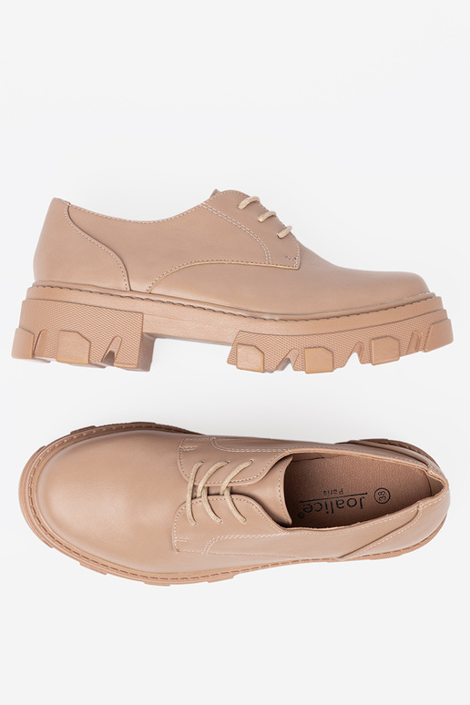 beige attaché demi-chaussures avec une plateforme