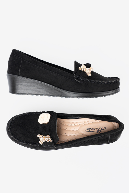 schZuarze Farbe aus INildleder Halbschuhe z ozdobnym misiem