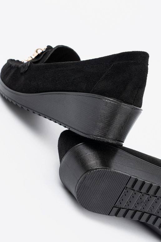 couleur noire en daim demi-chaussures z ozdobnym misiem