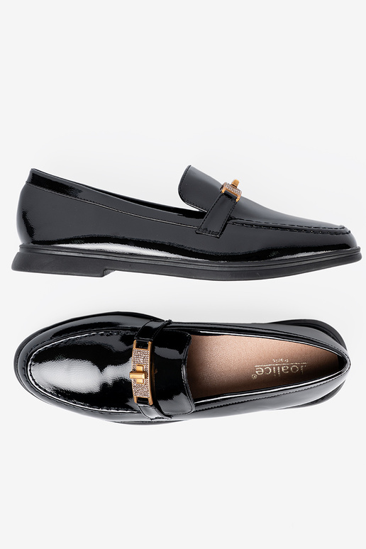 Style élégant laqué mocassins z złotą ozdobą