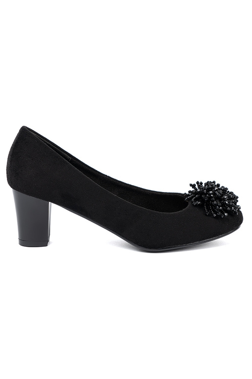 couleur noire talons hauts z ozdobną broszką z koralikóÀ