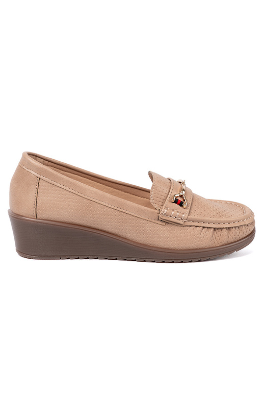 Beige Halbschuhe ze goldenm zdobieniem