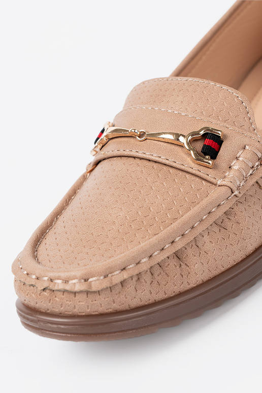 Beige Halbschuhe ze goldenm zdobieniem