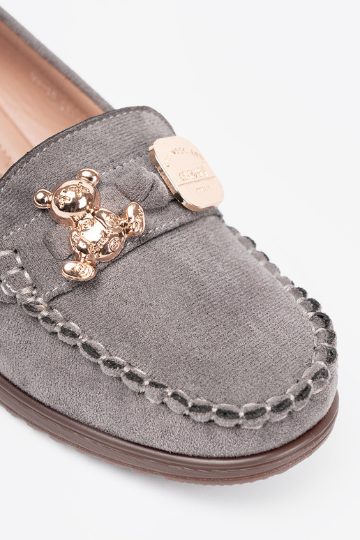 graue Farbe Halbschuhe mit goldenen Details