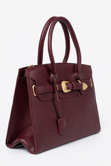 bordeaux Handtas met decoratieve gesp In goudenm kolorze