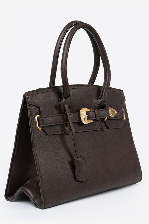 Il fautrron foncé Sac à main avec boucle décorative À dorém kolorze