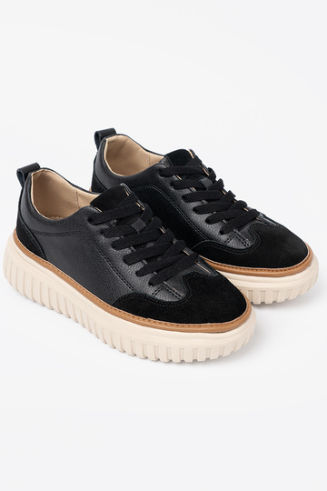 couleur noire Chaussures modèle baskets peau na beigej platformie Sergio Leone