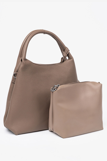 Élégant sombrebeige Sac à main z kosmetyczką À środku